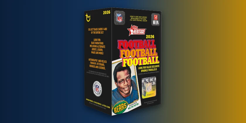 2026 Topps Heritage Football box with Walter Payton on the front