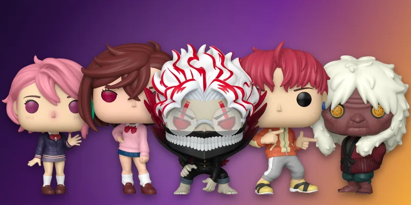 Funko Pop Dandadan figures Aira, Momo, Okarun, Jiji and Turbo Granny